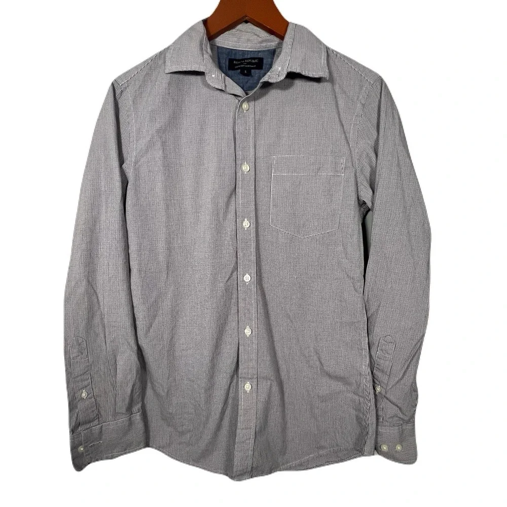 Banana Republic Shirt Mens Sm Soft Wash Slim Fit Plaid Button Up Work Career EUC